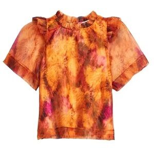Marie Oliver Ansley Sheer Puff Sleeve Shirt Top Blouse